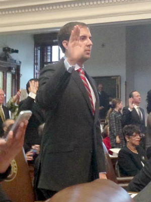 State Rep. Lance Gooden takes the oath of office Tuesday, Jan. 8. (COURTESY PHOTO)