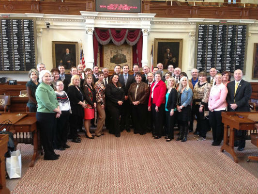 Tuesday, Feb. 12, was Athens Day at the Capitol. Above, State Rep. Lance Gooden poses with members from the Athens community. (COURTESY PHOTO)
