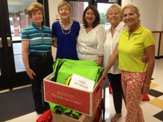 Pinnacle Women’s Club members prepare to deliver books to the Kindergarten and first grade students in Malakoff and Tool. Pictured, from left, Leslie Mullins, Linda Hoff, Patricia Mosely (Book Fair Committee Leader), Debbie Reeves and Jennie Hargrove. (COURTESY PHOTO)