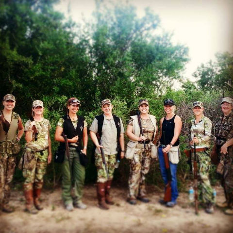Pictured, from left, are Kara Lorenz from Oklahoma City, Okla.; Christy Turner from Athens; Katherine Grand Prois Dealer Relations and Pro-Staff Coordinator from Gunnison, Colo.; Jody Geistweidt from Fredericksburg, Texas; Stephanie Wottrich from Austin; Kirstie Pike CEO Prois Hunting Apparel for Women from Gunnison, Colo.; Crystal Ivy from Brackettville, Texas; and Jackie Harker from Houston.