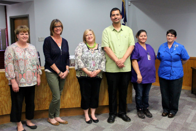 Athens ISD teachers and an employee of the month were recognized at Monday’s school board meeting. They are (from left) Bel Air teacher Dawn Andress, South Athens teacher Deborah Fleming, Athens Middle School teacher Lisa Pearson, Athens Intermediate teacher Moises Sanchez, Athens Middle School custodian Maria Robledo and Athens High School’s Career and Technology Education teacher Jennifer Gorell. Not pictured is Athens High School teacher Rose Riley. (Toni Garrard Clay/AISD)