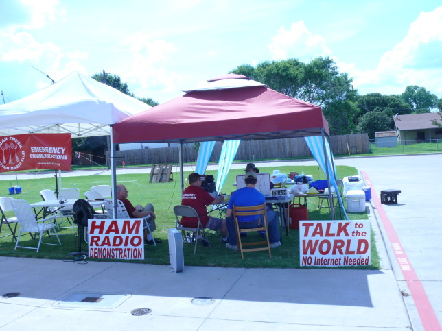 Shoppers at Brookshire’s were greeted by three tents and these signs by the Cedar Creek Amateur Radio Club.