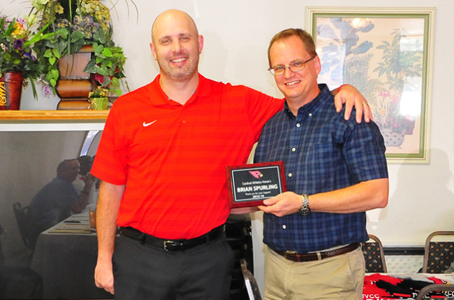 Graphic/Print Design Coordinator Brian Spurling was presented with the Outstanding Faculty/Staff Member of the Month award during Monday's Cardinal Pride Luncheon. (Courtesy photo)