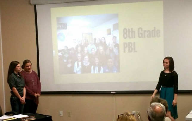 Students from Malakoff Middle School's 6th, 7th and 8th grades (pictured) gave a presentation to the school board Monday night about the Advance Project Based Learning program. The main point of their presentations? That project-based learning rocks!