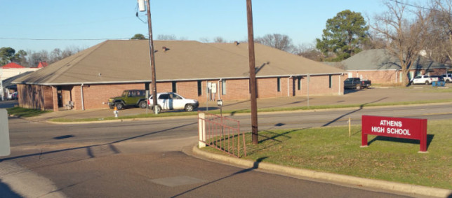 115 Murchison Street, the location proposed for Dr. Vernon Johnson's clinic, is directly across the street from the entrance to Athens High School.