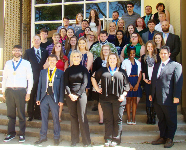  Spring 2016 TVCC Phi Theta Kappa inductees, officers and sponsors. (Mark Meredith/TVCC)