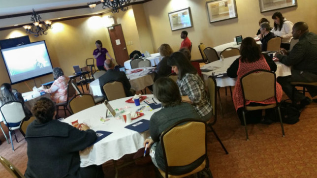 Workforce Solutions East Texas Area Manager Angelia Snow speaks to community leaders at a meeting at the Holiday Inn Express in Athens Wednesday morning. (Michael V. Hannigan/HCN)