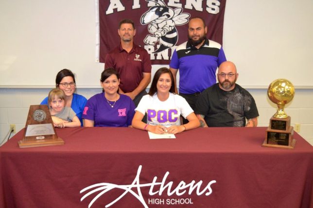 Destiny Carter, shown with her family, signed to play soccer at Paul Quinn College in Dallas.