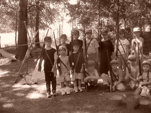 A blast from the past (2004). Previous campers at the Civil War Camp with their marshmallow muskets in hand used to reenact the Battle at Vicksburg. Serious soldiers for serious business. (Courtesy photo)